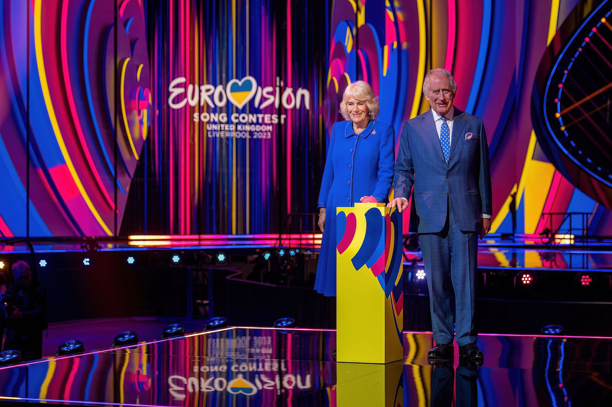 King Charles III and Queen Camilla unveiling the Eurovision Song Contest (ESC) stage in Liverpool, 26 April 2023. Photo: Nick@nickrobinsonphoto.com