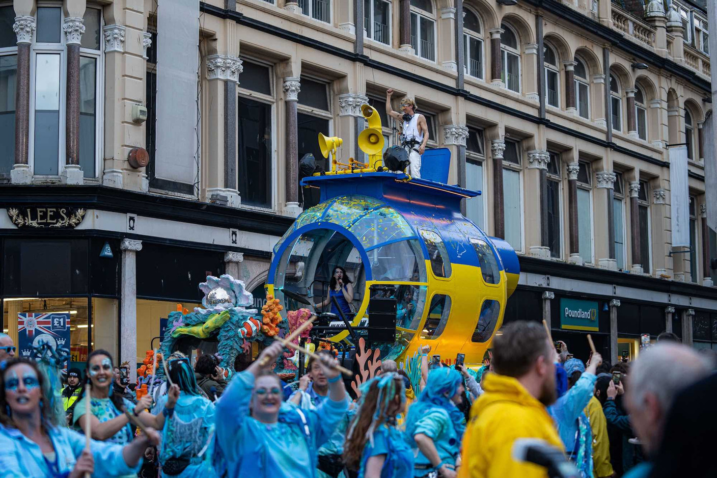 The Blue and Yellow Submarine Parade, part of the Eurofestival organised by the Liverpool committee, 5 May 2023. Photo: Visit Liverpool