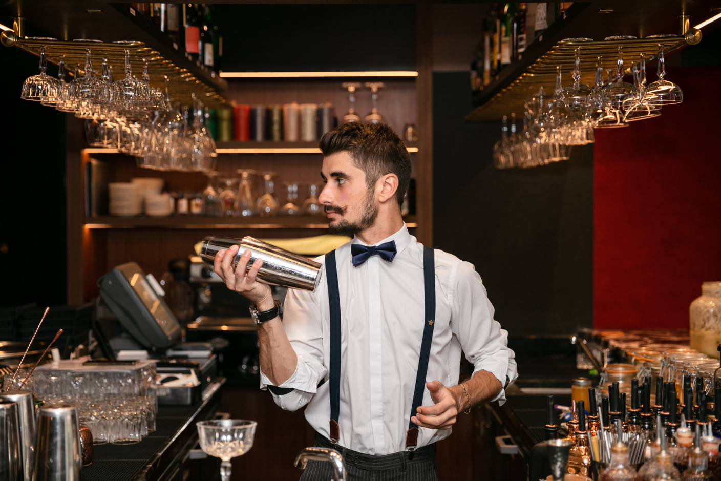 Yolan Pinard’s recognisable look and incessant creativity have made Le 18 a must-visit for lovers of good cocktails  Photo: Romain Gamba / Maison Moderne