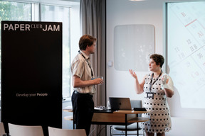 Louis Libart (BVZ Luxembourg) and Noura Jafout (Fiduciaire EcoSolidaire). (Photo: Jan Hanrion/Paperjam)