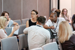 Manuel Kumapley (HDIC Consulting) on the right. (Photo: Jan Hanrion/Paperjam)
