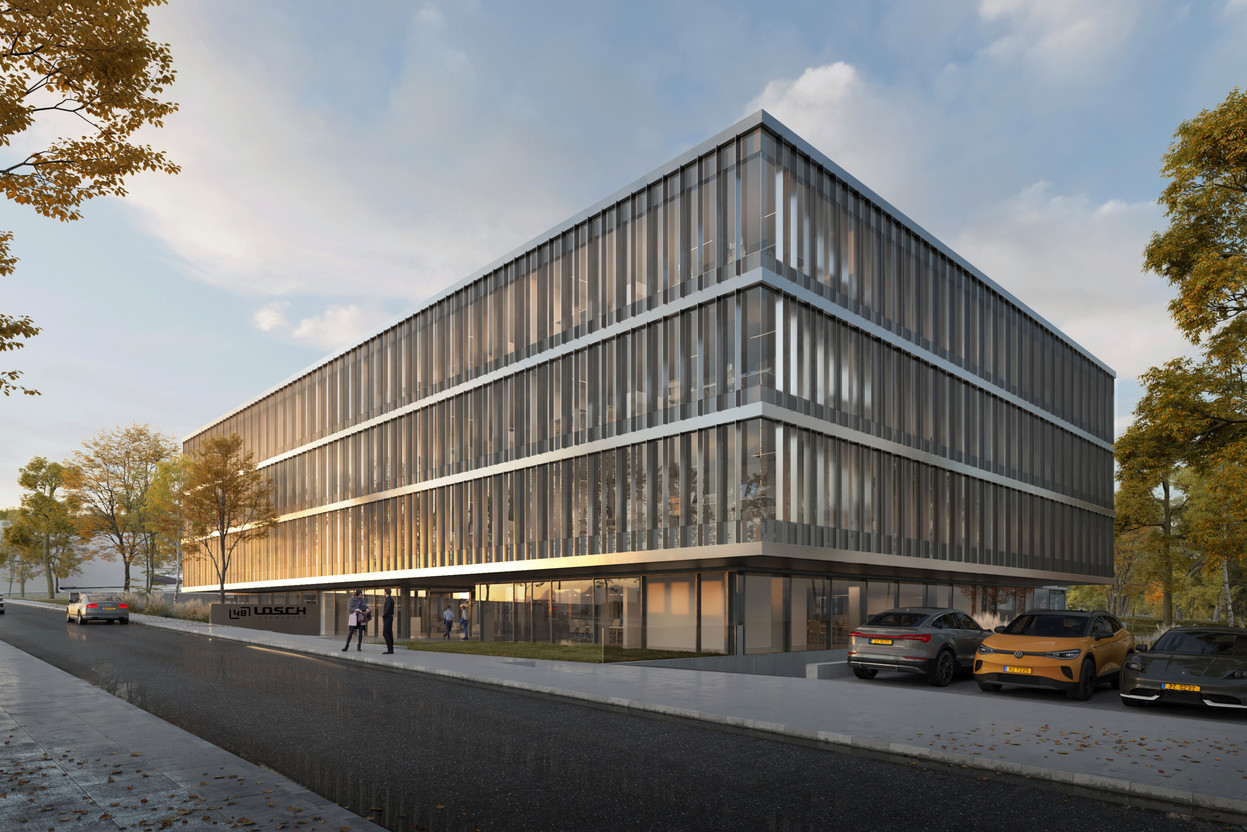 View of the main façade of Losch’s new headquarters in Kockelscheuer. Illustration: VIZE