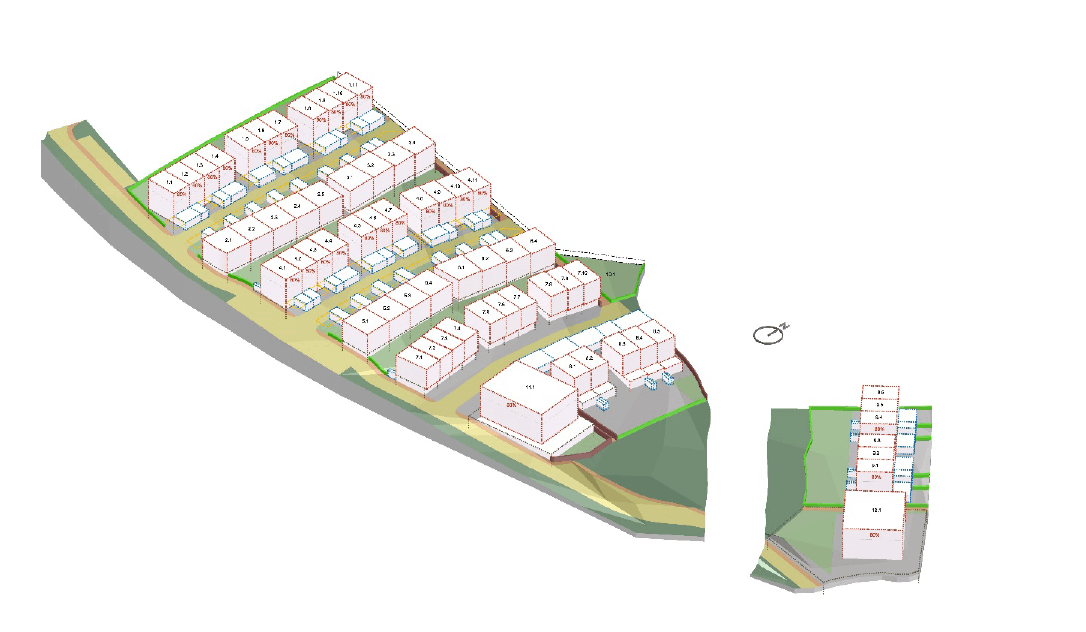 Deux résidences et 60 maisons vont être construites dans le lotissement Riverside. (Illustration: STDM/Tracol)