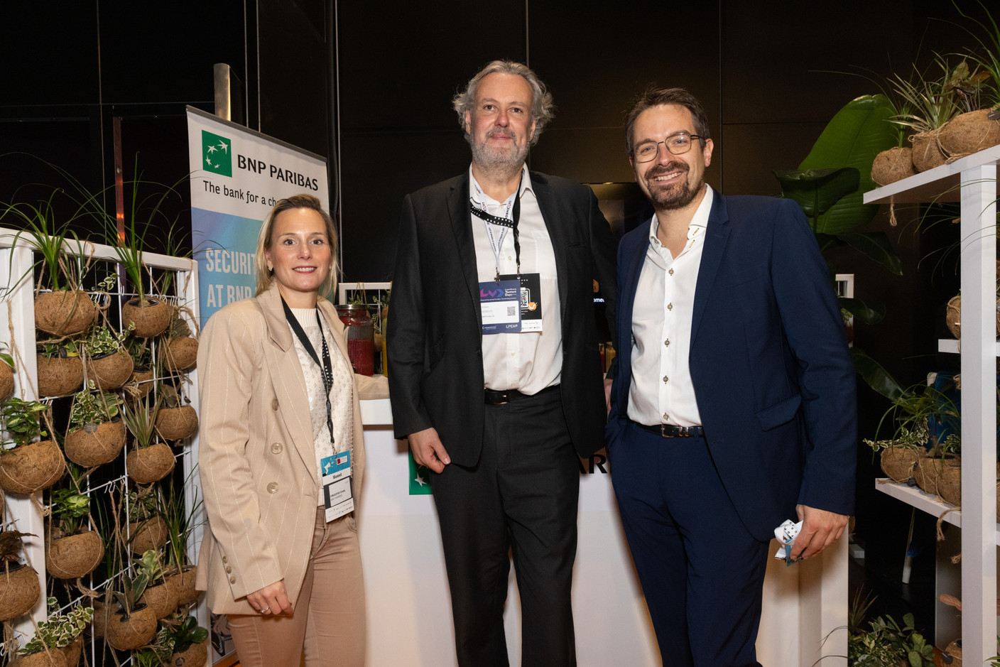 Cindy Crucifix (BNP Paribas), Arnaud Wilmouth (BNP Paribas) and Nicolas Palate (BNP Paribas) at the LPEA Insights conference at Luxexpo, 17 October 2024. Photo: Eva Krins/Maison Moderne