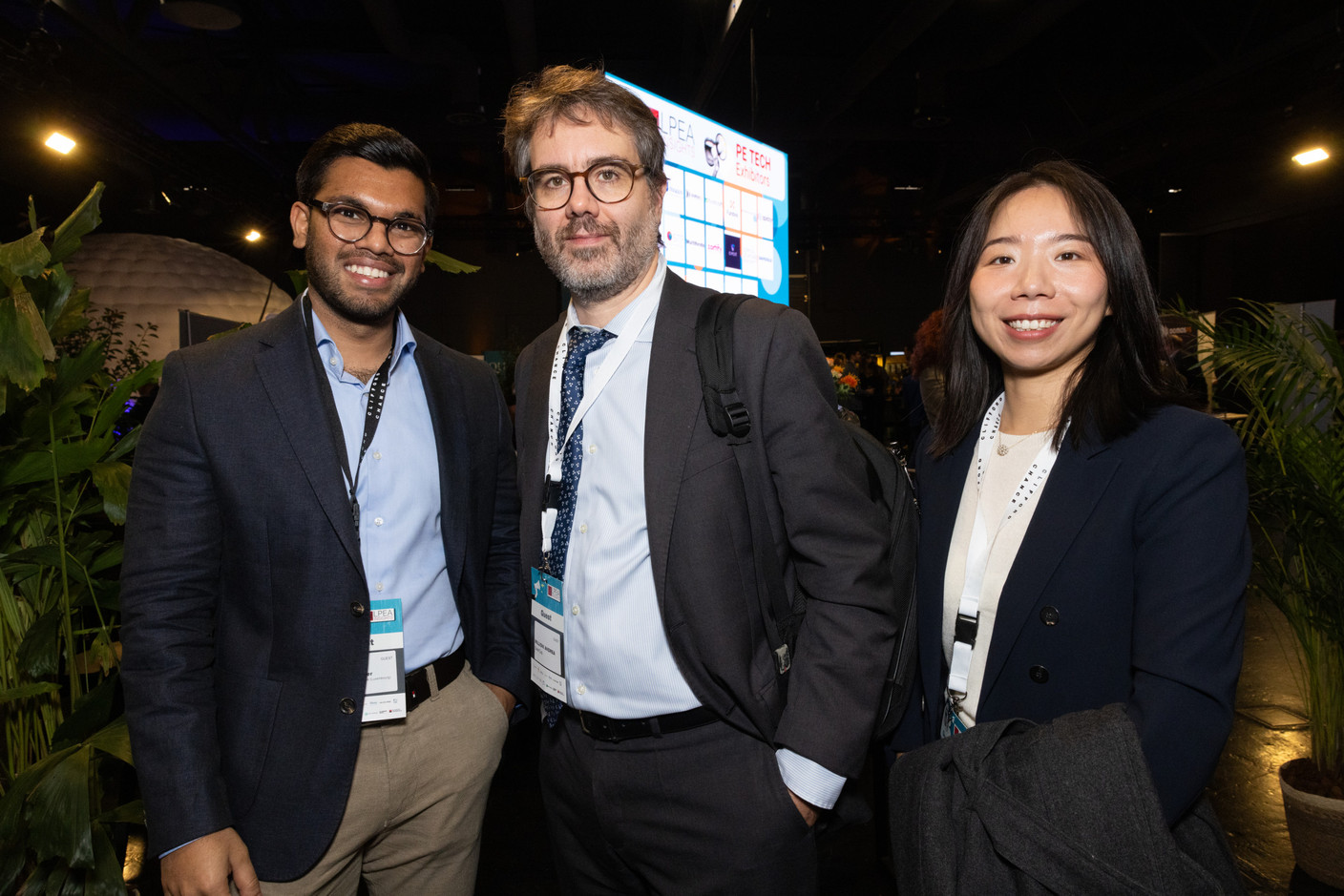 Veer Fowdar (Aztec Financial Services Luxembourg), Andrea Millioni (Swancap) and Yidie Yuan (Swancap) at the LPEA Insights conference at Luxexpo, 17 October 2024. Photo: Eva Krins/Maison Moderne