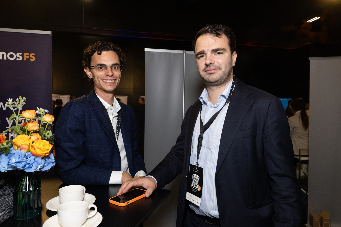 Pierre Maucet (Compagnie Nationale à Portefeuille) and Adnand Sulejmani (Ashurst) at the LPEA Insights conference at Luxexpo, 17 October 2024. Photo: Eva Krins/Maison Moderne