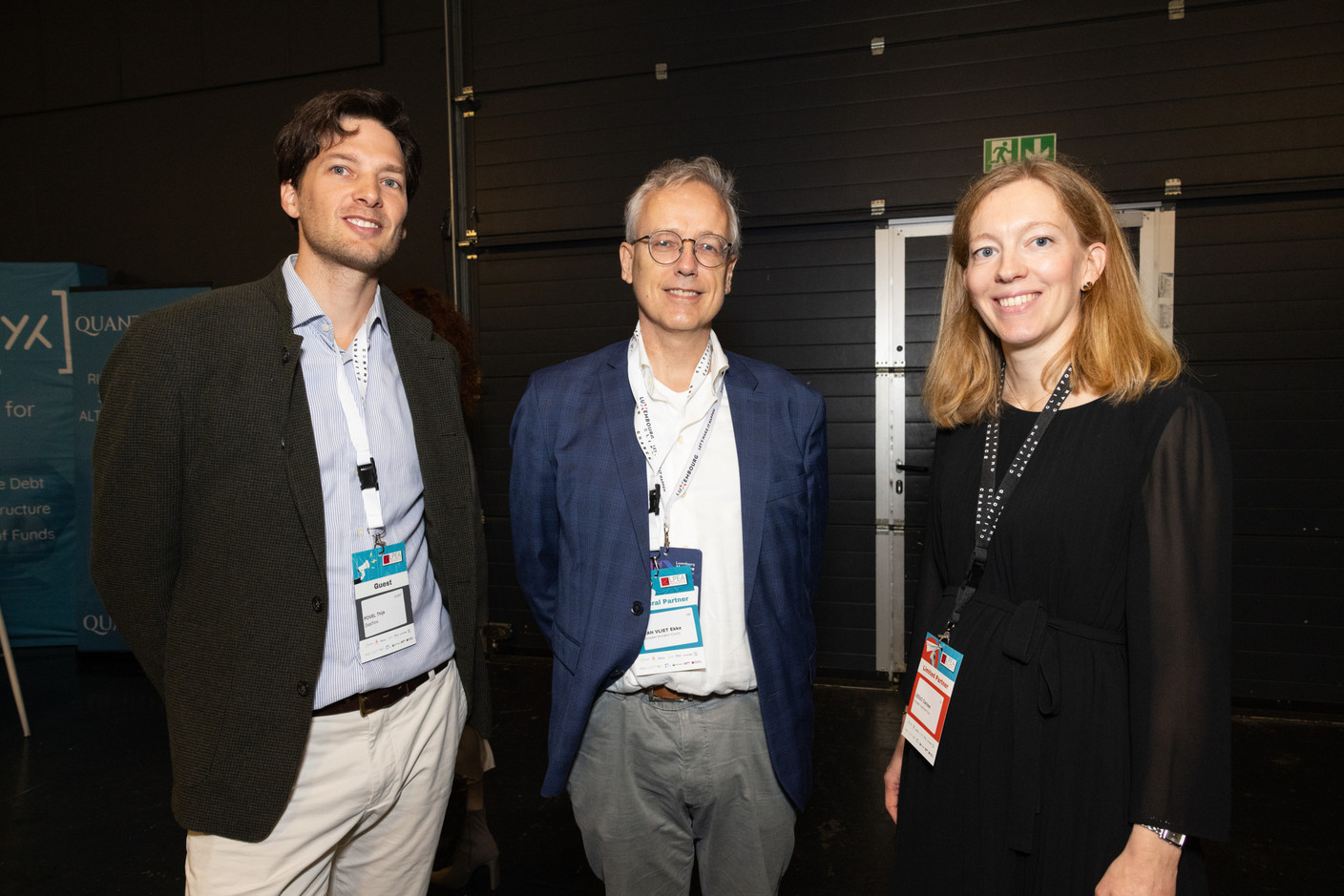Thijs Povel (Dealflow), Ekke van Vliet (European Innovation Council) and Clarisse Leduc (European Investment Fund) at the LPEA Insights conference at Luxexpo, 17 October 2024. Photo: Eva Krins/Maison Moderne