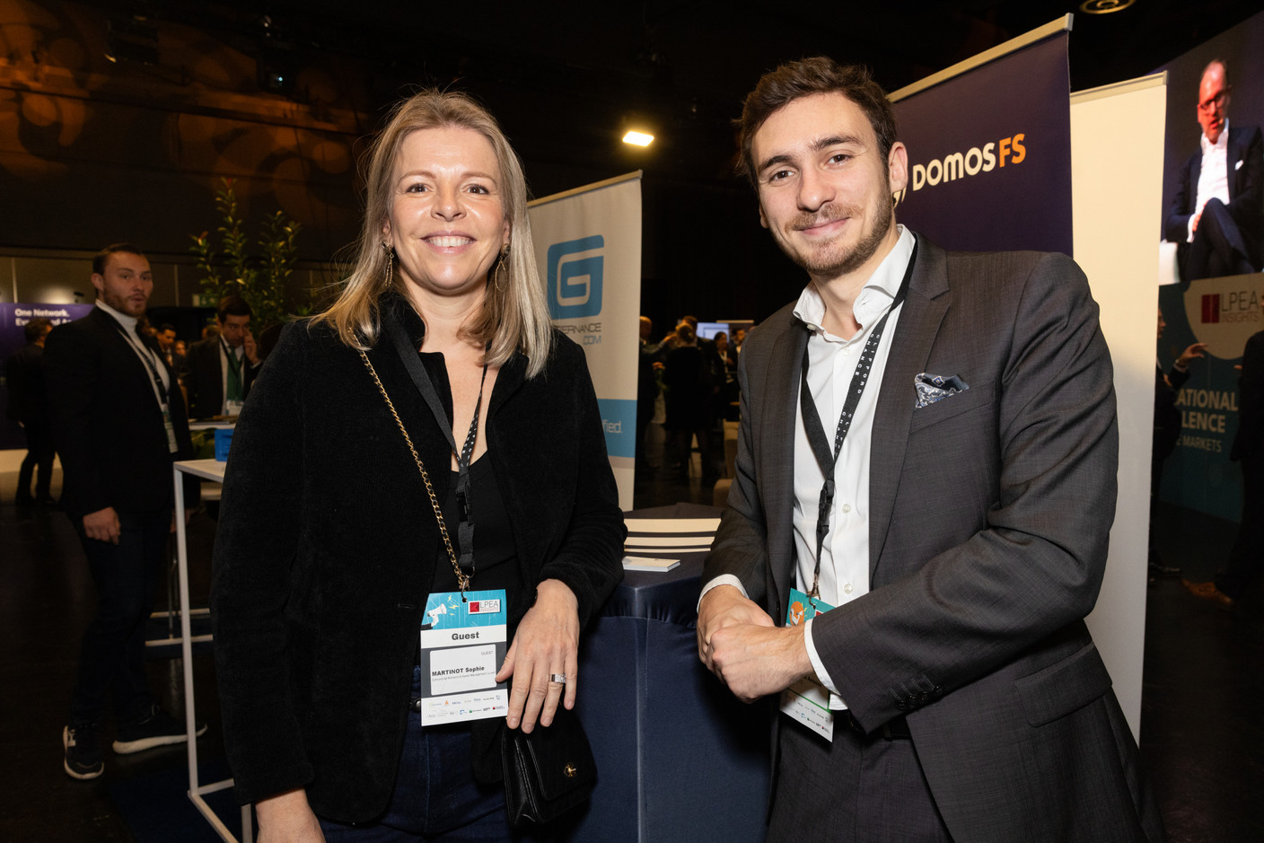 Sophie Martinot (Edmond de Rothschild Asset Management) and Antoine Belignar (Domos FS) at the LPEA Insights conference at Luxexpo, 17 October 2024. Photo: Eva Krins/Maison Moderne