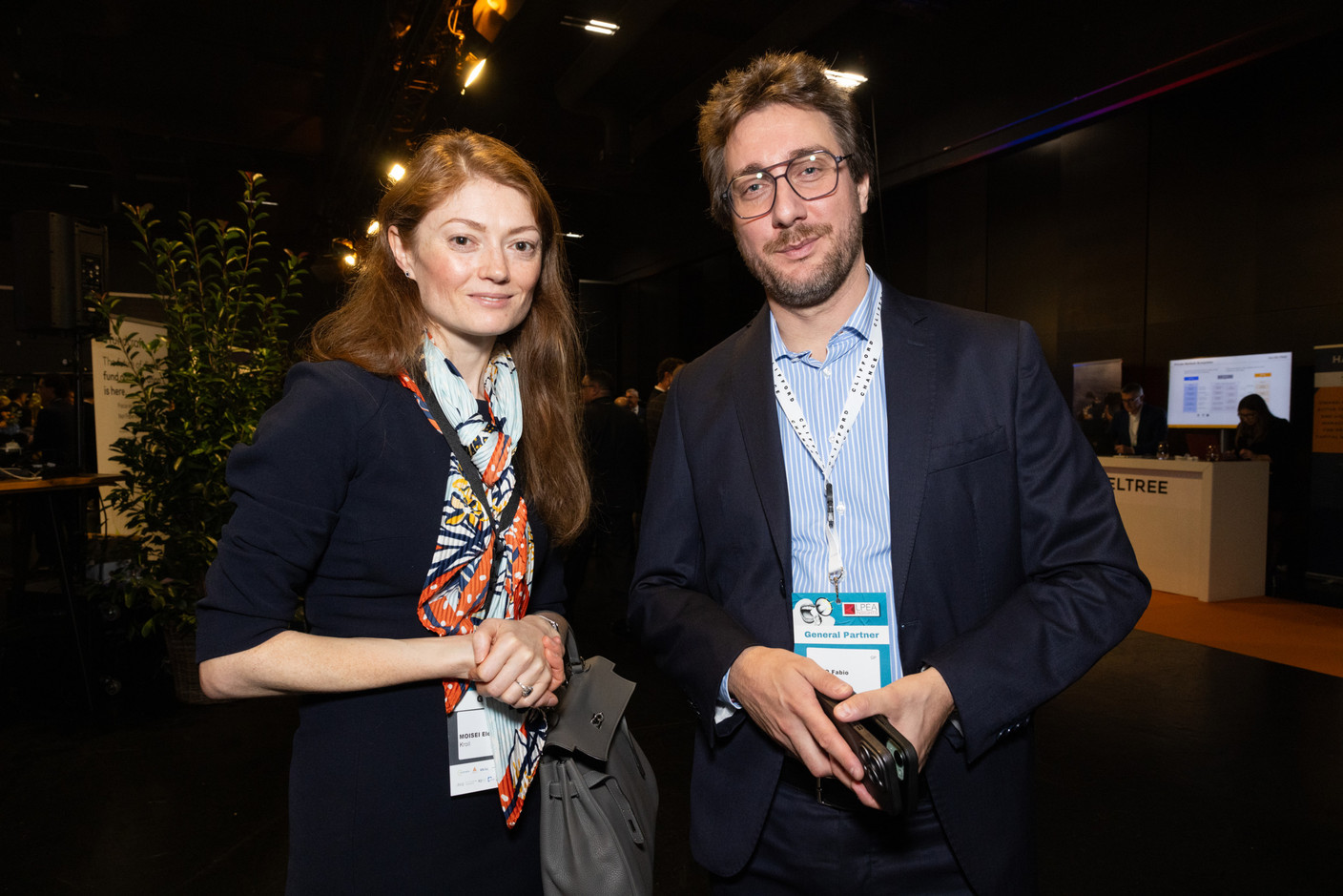 Elena Moisei (Kroll) and Fabio Bello (CVC) at the LPEA Insights conference at Luxexpo, 17 October 2024. Photo: Eva Krins/Maison Moderne