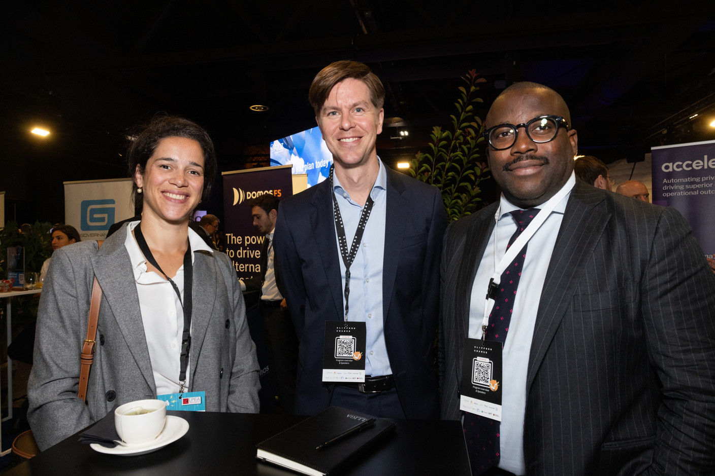 Samantha Hauw (Atoz), Jonas Mullo (Moonfare) and Steve Idrissou (Atoz) at the LPEA Insights conference at Luxexpo, 17 October 2024. Photo: Eva Krins/Maison Moderne