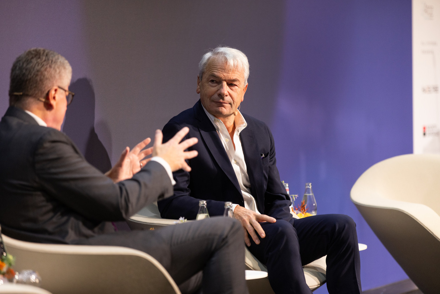 Claus Mansfeldt, chair of Swancap Investment Management and the Luxembourg Private Equity & Venture Capital Association (LPEA), and Dominique Gaillard, executive chair of Armen, spoke about private equity general partner (GP) consolidation during the LPEA Insights conference, held at Luxexpo, 17 October 2024. Photo: Eva Krins/Maison Moderne