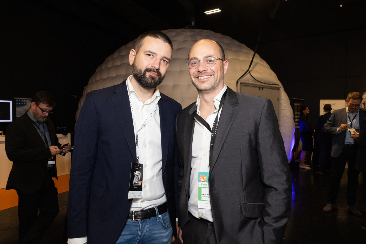 Pavel Teplykh (Nordic GEM) and Jamie Nascimento (Lemonedge) at the LPEA Insights conference at Luxexpo, 17 October 2024. Photo: Eva Krins/Maison Moderne