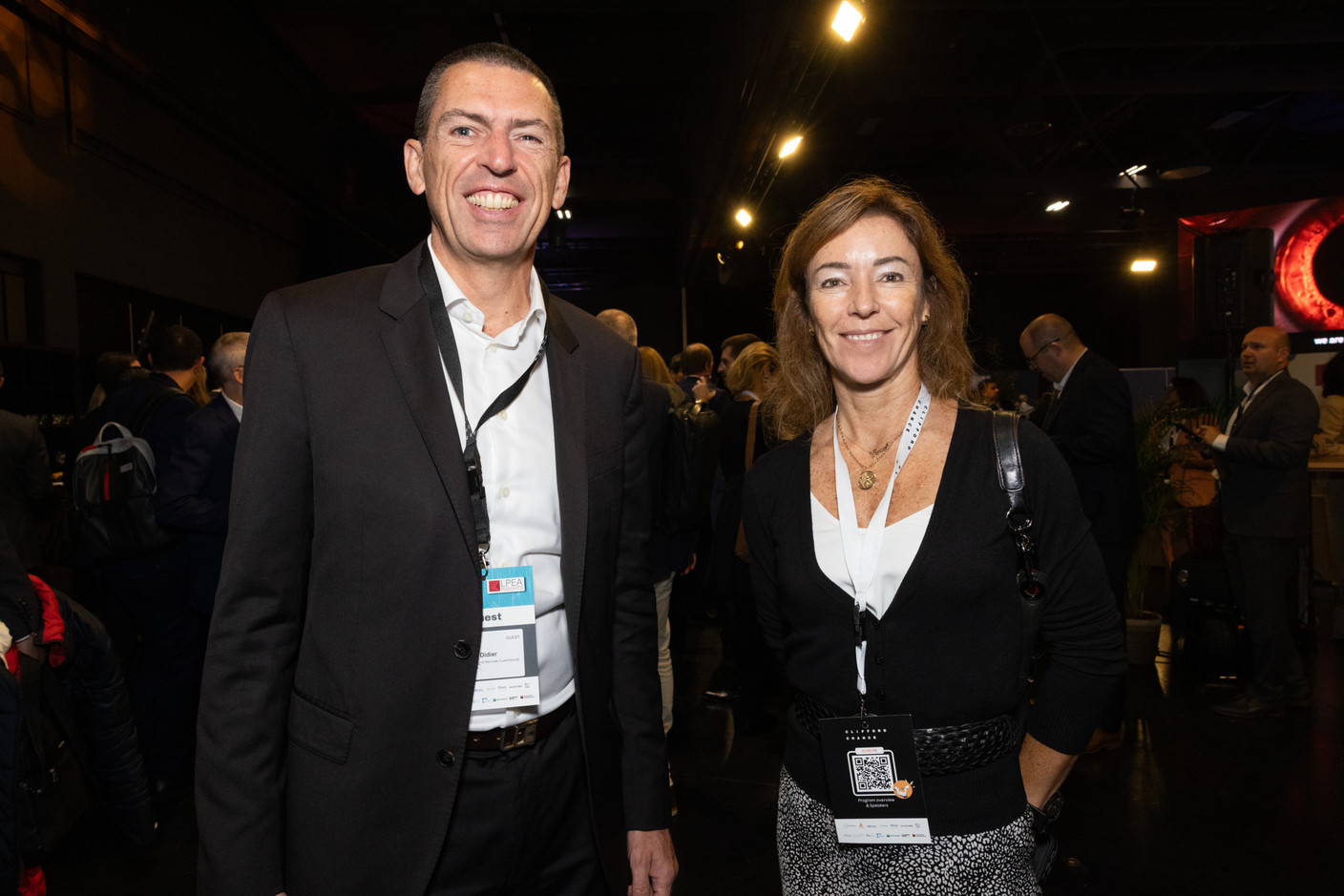 Didier Delvaux (U.S. Bank Global Fund Services Luxembourg) and Tarne Bevan (M&G Investments) at the LPEA Insights conference at Luxexpo, 17 October 2024. Photo: Eva Krins/Maison Moderne
