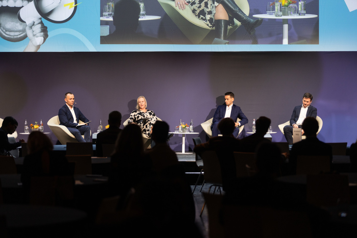 Sam Boughton (Moonfare), Martine Kerschenmeyer (Advent International), Benjamin Sabatier (Sofina) and Christophe de Dardel (Unigestion) spoke on a panel on how to build and nurture investor confidence at the LPEA Insights conference at Luxexpo, 17 October 2024. Photo: Eva Krins/Maison Moderne