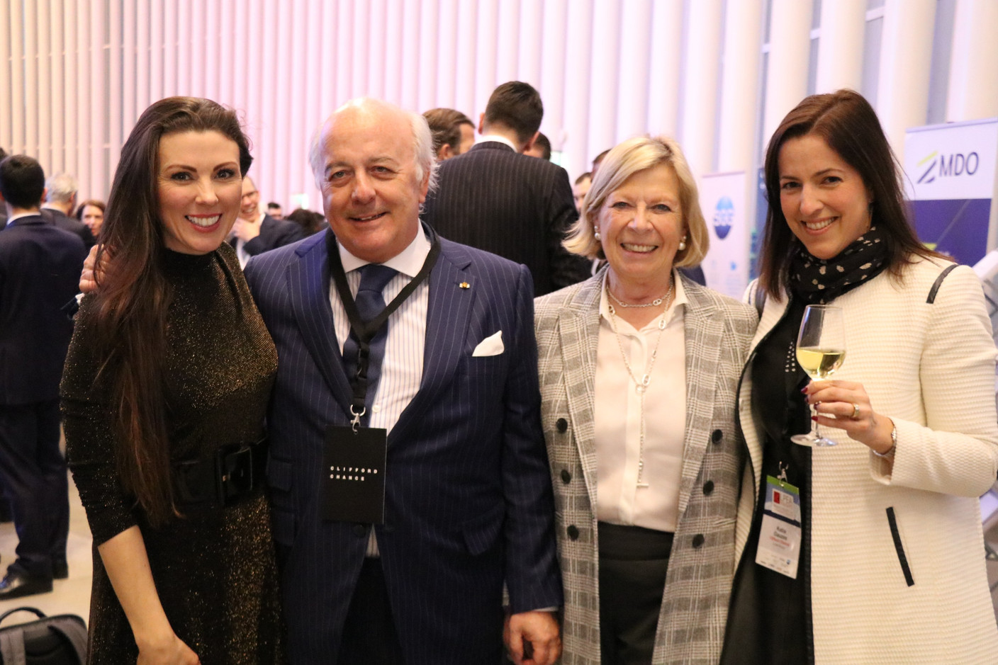 À gauche, Lisa Burke (RTL Today), Norbert Becker, Maria Dennewald et Katia Gauzes (Clifford Chance) (Photo: Nader Ghavami)
