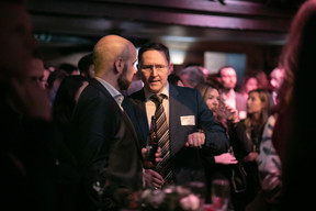 Oliver Hoor from Atoz Tax Advisers and attendees at the LPEA's New Year's reception at Melusina on 19 January 2023. Matic Zorman / Maison Moderne