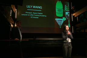Lily Wang, principal at Expon Capital and LPEA lecturer on venture capital, speaking at the LPEA's New Year's reception on 19 January 2023 at Melusina. Matic Zorman / Maison Moderne