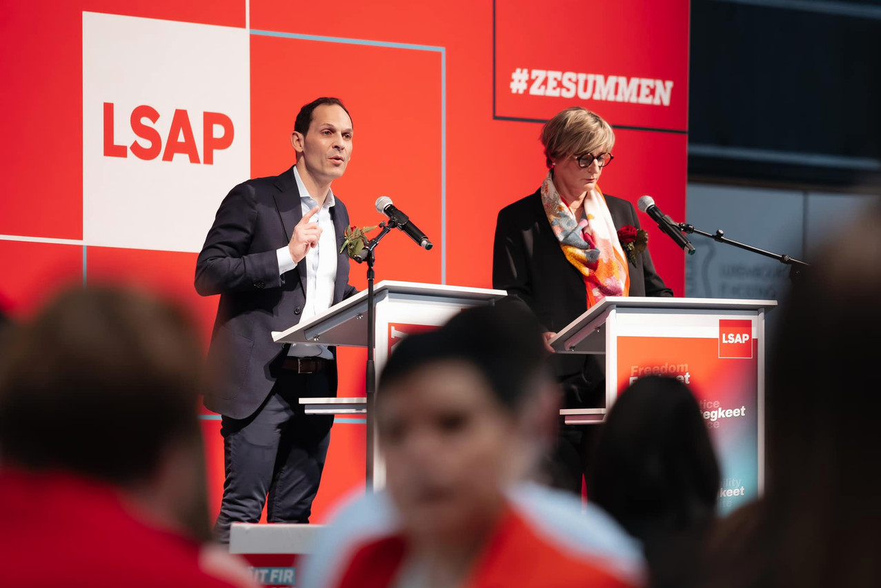 The co-presidents of the LSAP, Dan Biancalana and Francine Closener, are particularly concerned about the decline, in their view, of the social component within the CSV-DP coalition. (Photo: LSAP)