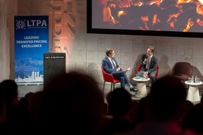Jean Schaffner (A&O Shearman) and Luxembourg Inland Revenue (ACD) director Jean-Paul Olinger had a fireside chat on the transfer pricing landscape during the official launch ceremony of the Luxembourg Transfer Pricing Association, held at A&O Shearman, 25 February 2025. Photo: Emmanuel Claude/Focalize