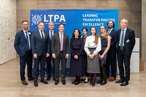 L to r: Michal Stepien (DLA Piper), Patrick Labranche (LTPA/Groupe Ecore Holding), Gianluca Orsucci (Ferrero), Jean-Paul Olinger (ACD), Vanessa Ramos Ferrín (LTPA), Sophie Balliet (A&O Shearman), Tetiana Polonska (Triton Partners), Michelle Saifullina (Quintet Private Bank), Pierre-Alexis Recroix (LTPA) and Alexander Kruglov (SES). Photo: Emmanuel Claude/Focalize