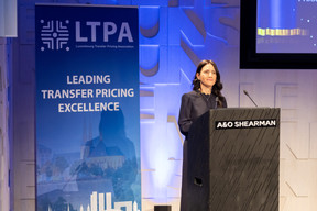 Vanessa Ramos Ferrín, president of the Luxembourg Transfer Pricing Association (LTPA), speaking during the official launch ceremony of the organisation, held at A&O Shearman, 25 February 2025. Photo: Emmanuel Claude/Focalize