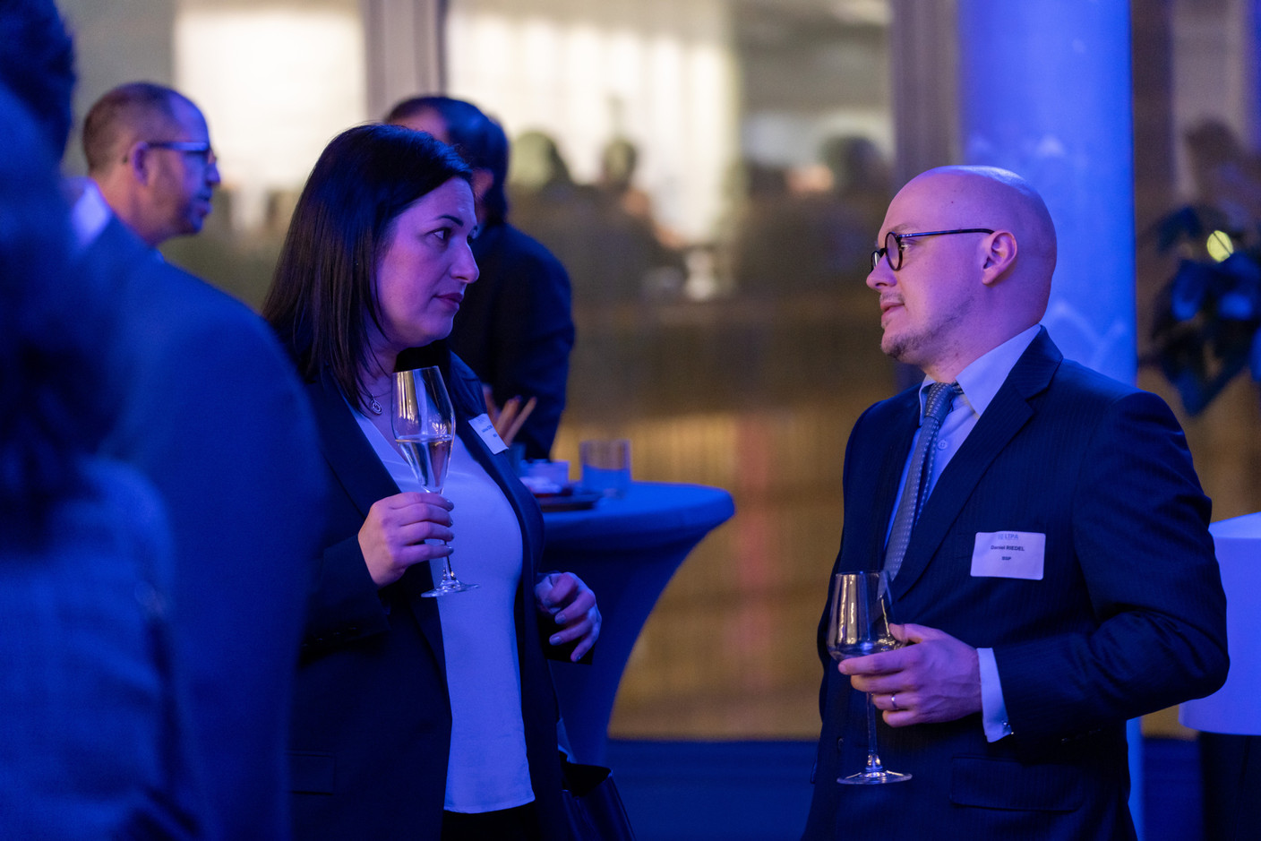 Adina Conner (BDO Luxembourg) and Daniel Riedel (BSP) at the official launch ceremony of the Luxembourg Transfer Pricing Association, held at A&O Shearman, 25 February 2025.  Photo: Emmanuel Claude/Focalize