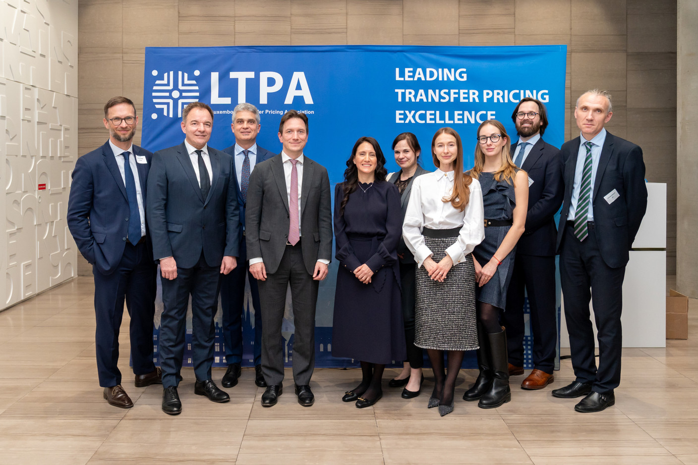 L to r: Michal Stepien (DLA Piper), Patrick Labranche (LTPA/Groupe Ecore Holding), Gianluca Orsucci (Ferrero), Jean-Paul Olinger (ACD), Vanessa Ramos Ferrín (LTPA), Sophie Balliet (A&O Shearman), Tetiana Polonska (Triton Partners), Michelle Saifullina (Quintet Private Bank), Pierre-Alexis Recroix (LTPA) and Alexander Kruglov (SES). Photo: Emmanuel Claude/Focalize