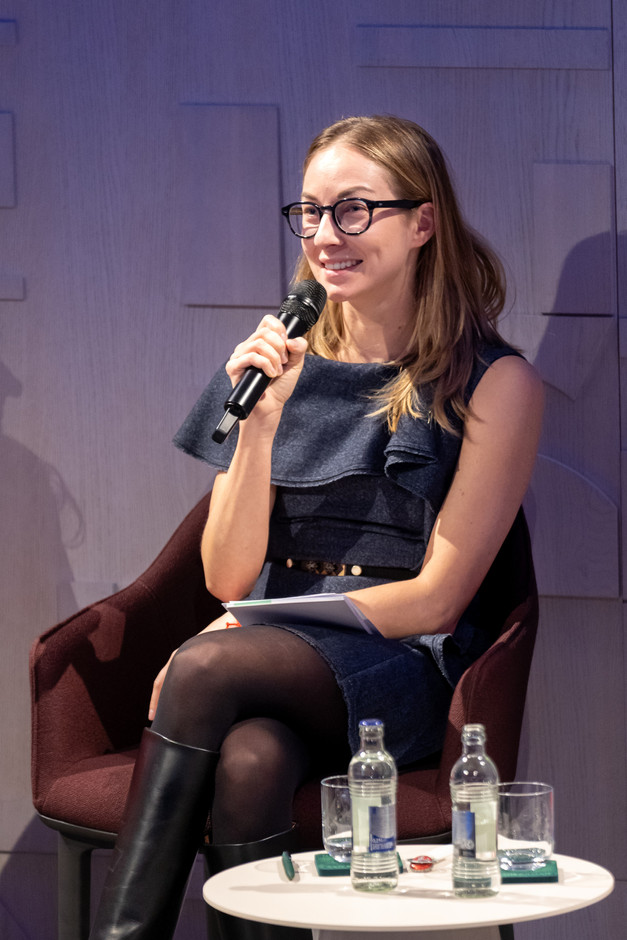 Michelle Saifullina, group head of tax and transfer pricing at Quintet Private Bank, speaking during a roundtable on navigating transfer pricing challenges during the official launch ceremony of the Luxembourg Transfer Pricing Association held at A&O Shearman, 25 February 2025. Photo: Emmanuel Claude/Focalize