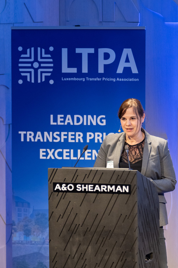 Sophie Balliet, counsel at A&O Shearman, discussed transfer pricing disputes during the official launch ceremony of the Luxembourg Transfer Pricing Association, held at A&O Shearman, 25 February 2025. Photo: Emmanuel Claude/Focalize