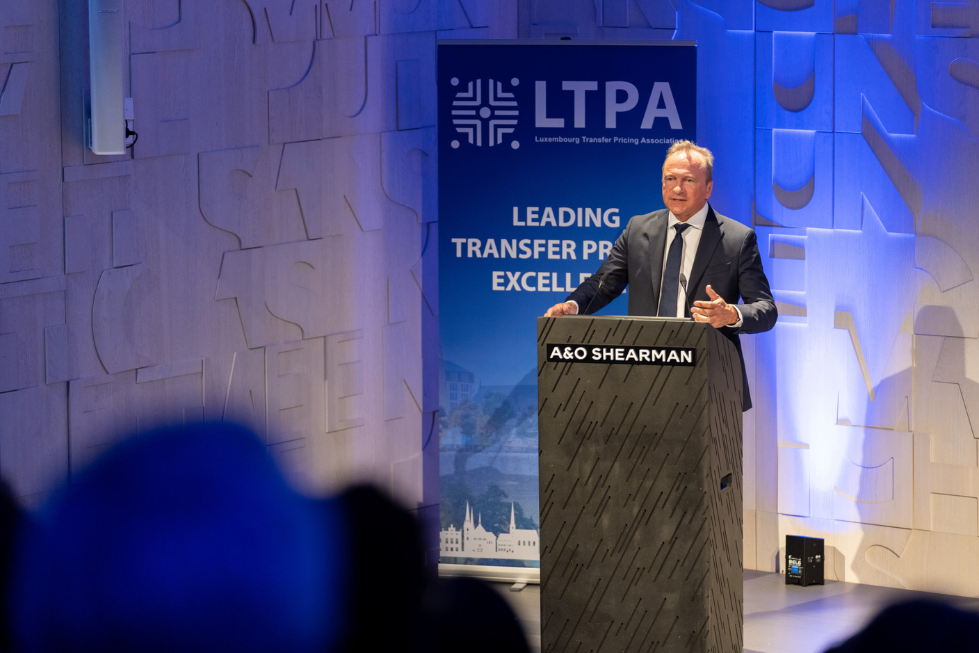 Finance minister Gilles Roth (CSV) delivered opening remarks at the official launch ceremony of the Luxembourg Transfer Pricing Association, held at A&O Shearman, 25 February 2025. Photo: Emmanuel Claude/Focalize