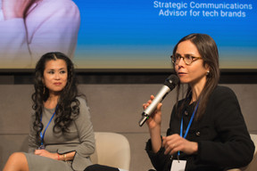 Diane Tea (China-Luxembourg Chamber of Commerce) and Paula Redondo Pereira (Luxembourg Stock Exchange), speaking on a panel focussed on workplace inclusion at the third Ukraine Resilience Business Forum, held at the Luxembourg Chamber of Commerce, 5 March 2025. Photo: Kateryna Mostova