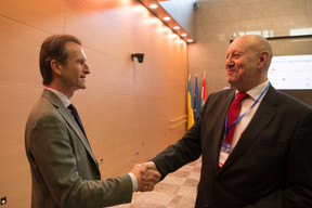 Carlo Thelen (director-general, Luxembourg Chamber of Commerce) and Ronald Dofing, ambassador of Luxembourg to Ukraine, at the third Ukraine Resilience Business Forum, 5 March 2025. Photo: Kateryna Mostova