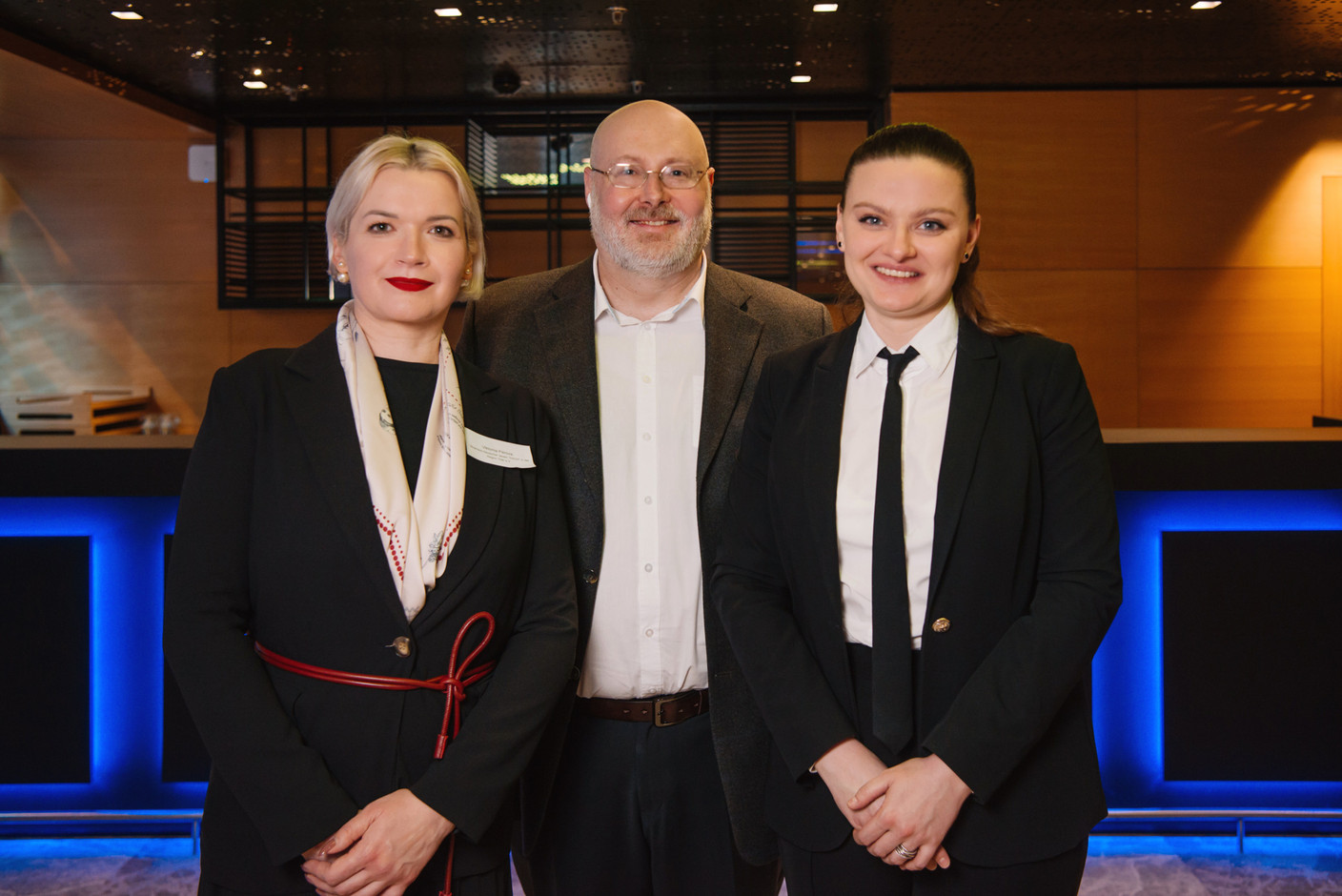 Viktoriia Perova, Artem Iliekno and Ukraine’s deputy finance minister Olga Zykova. Photo: Kateryna Mostova