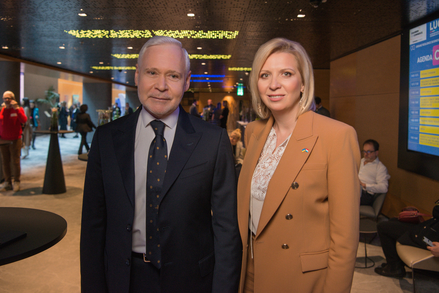 Igor Terekhov, mayor of Kharkiv, and Evgenia Paliy, president of the Luxembourg-Ukraine Chamber of Commerce. Photo: Kateryna Mostova