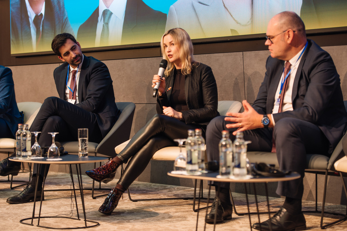 Lucas Novelle Araújo (PWC), Kristina Mikulova (EIB) and Jan Willems (Clearstream). Photo: Kateryna Mostova