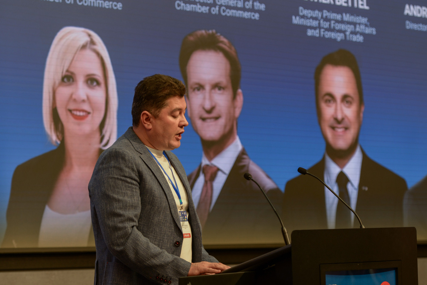 Gabriel Mykhaylov, deputy of Kharkiv City Council, at the third Ukraine Resilience Business Forum, held at the Luxembourg Chamber of Commerce, 5 March 2025. Photo: Kateryna Mostova