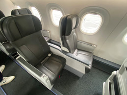 Seats in first class will not be in this colour, “but in another surprise colour,” said Luxair CEO Gilles Feith. Photo: Maison Moderne