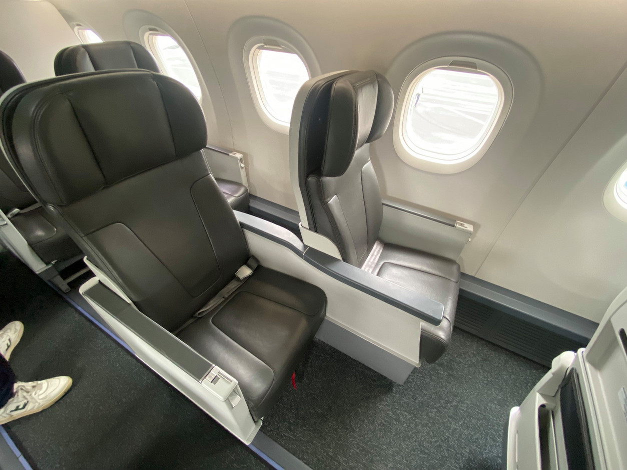 Seats in first class will not be in this colour, “but in another surprise colour,” said Luxair CEO Gilles Feith. Photo: Maison Moderne