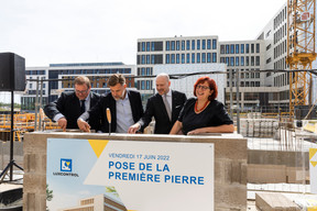 The groundbreaking ceremony took place in the presence of René Jost, Managing Director of Luxcontrol, Minister of Economy Frantz Fayot (LSAP), Philipp Kortüm, Chairman of the Board of Directors of Luxcontrol, and the Mayor of Sanem, Simone Asselborn-Bintz (LSAP).  (Photo: 1111 Photography)