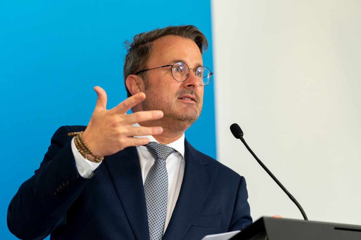 Prime minister Xavier Bettel (pictured during a May press conference) in his annual national day address said Luxembourg was persevering through the ongoing crisis better than most. Library photo: SIP / Emmanuel Claude