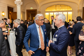 Olivier Coekelbergs (EY Luxembourg, right) at a gala dinner to launch EY Luxembourg's 2023 attractiveness survey, held at the Cercle Cité on 15 June. Photo: Romain Gamba/Maison Moderne