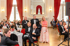 Norbert Becker, Claude Marx, Carole Muller at a gala dinner to launch EY Luxembourg's 2023 attractiveness survey, held at the Cercle Cité on 15 June. Photo: Romain Gamba/Maison Moderne