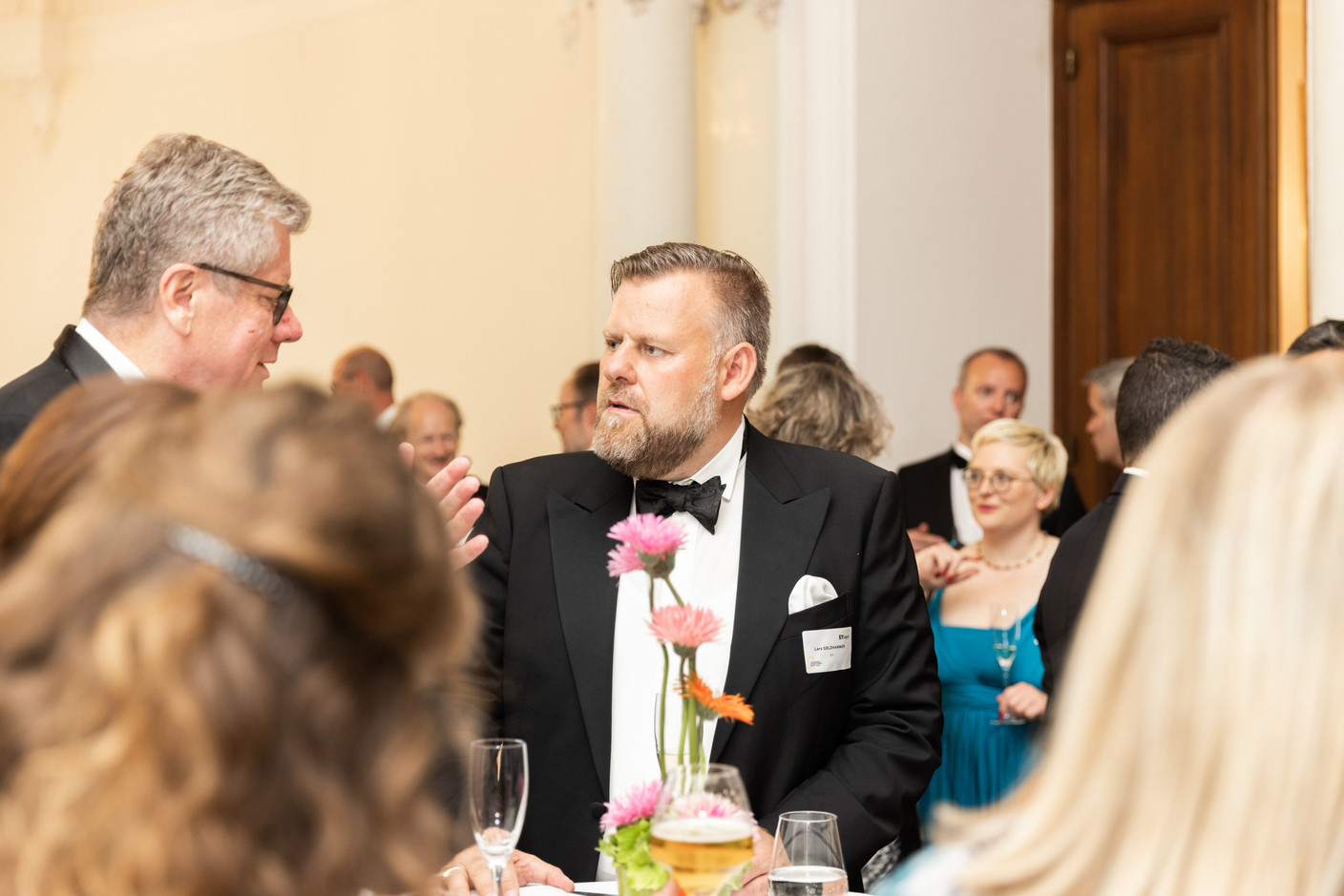 Lars Goldhammer (EY Luxembourg, right) and Claus Mansfeldt (SwanCap, LPEA, left) at a gala dinner to launch EY Luxembourg's 2023 attractiveness survey, held at the Cercle Cité on 15 June. Photo: Romain Gamba/Maison Moderne