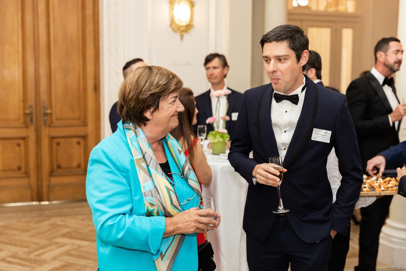 Michèle Detaille (Fedil) and Anthony Villeneuve (Chamber of Commerce) at a gala dinner to launch EY Luxembourg's 2023 attractiveness survey, held at the Cercle Cité on 15 June. Photo: Romain Gamba/Maison Moderne