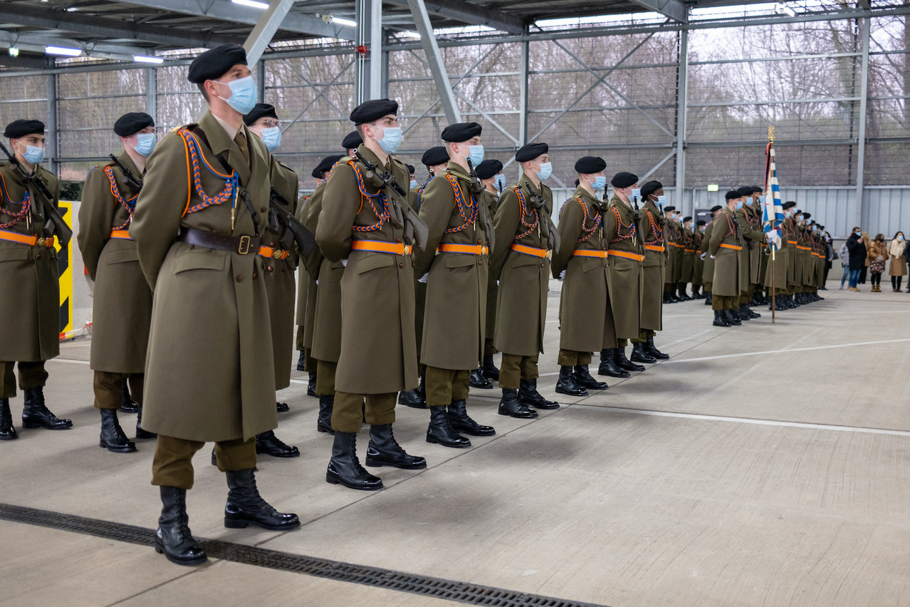 Luxembourg soldiers pictured during a swearing in ceremony in January. Around 40 troops will form part of a Nato task force from 2023 Photo: Armée luxembourgeoise