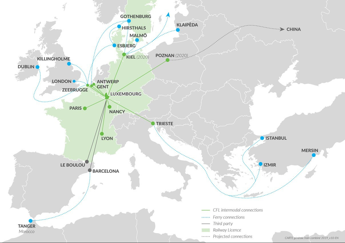 In the absence of a demand for a direct line between Luxembourg and China, trade is routed via Poland. (Photo: CFL Multimodal)