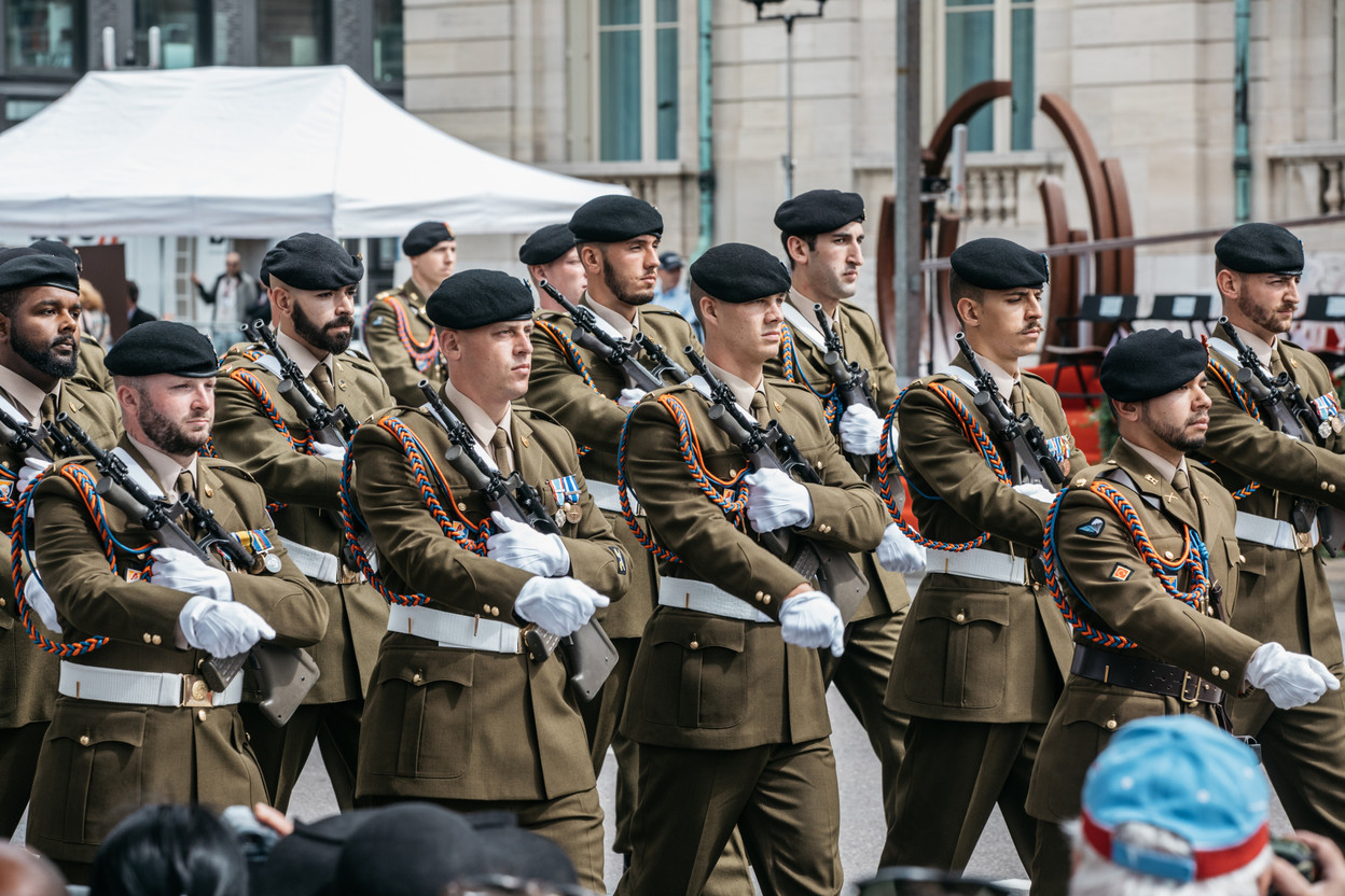 Members of Luxembourg’s 900-strong army on parade. The country’s small army compared to a large GDP means the grand duchy is far from reaching a 2% Nato defence spending target Library photo: Edouard Olszewski