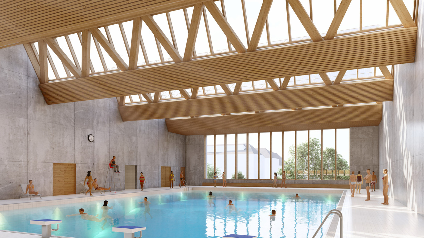 Pupils will benefit from a new swimming pool on the site.   Illustrations: STDM