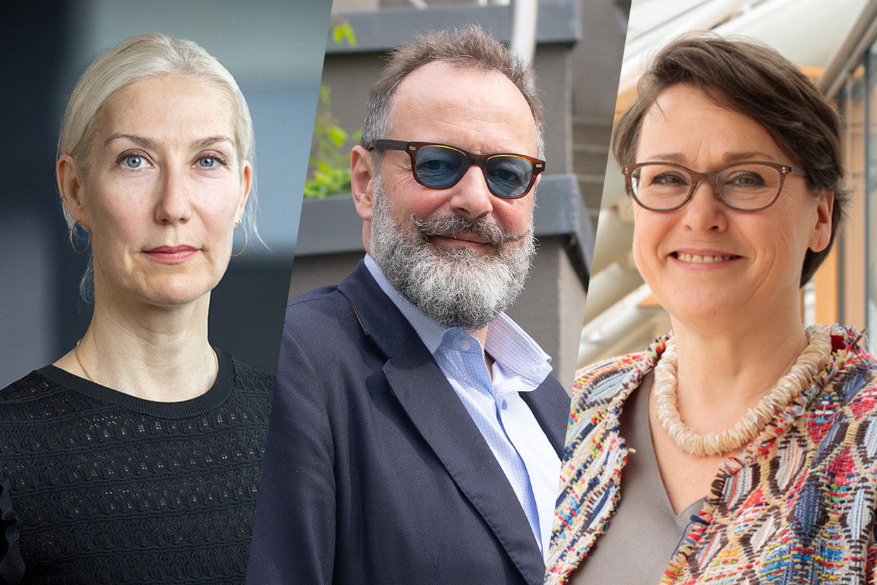 L to r: Eva Kremer, CEO of the Société Nationale de Crédit et d’Investissement; Pascal Bouvier, co-founder and general partner at Middlegame Ventures; and Marjut Falkstedt, chief executive of the European Investment Fund (EIF). Photos: Blitz Agency; Matic Zorman/Archives; EIF. Montage: Maison Moderne