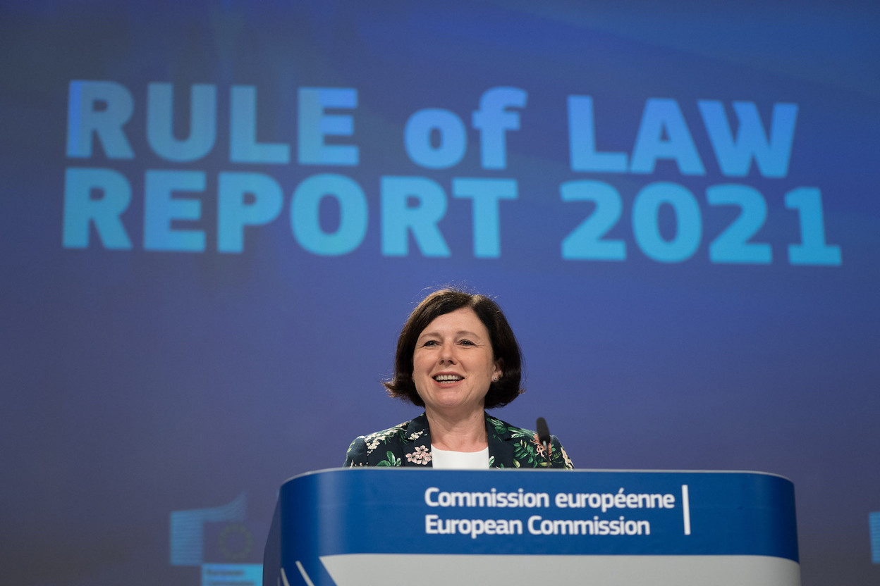 Vĕra Jourová, European Commission vice-president in charge of values and transparency presented the 2021 Rule of Law report in Brussels on Tuesday. EU/Christophe Licoppe